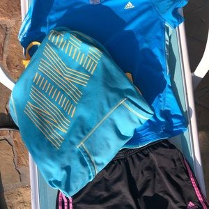 Nike hoodie, adidas shirt, and adidas shor…